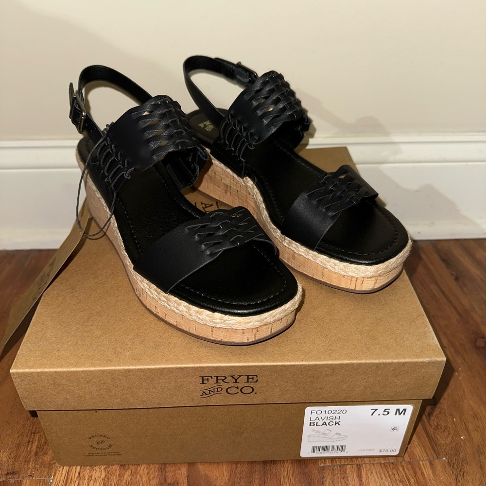 Frye and Co. Womens Lavish Wedge Sandals Dark Brown Size 8.5, Black 7.5 & 9. 5